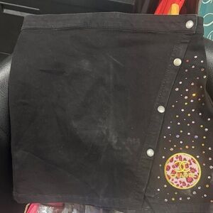 Black Mini Skirt with Multicolor Details